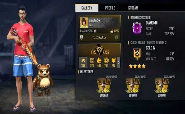 Fam Clasher's Free Fire ID, stats, Discord link,  earnings