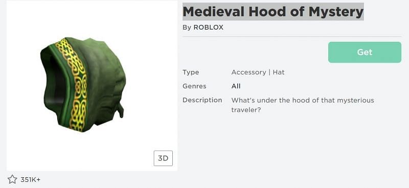 New Top 5 Coolest Roblox Hats In February 2021 - medieval hood of mystery by roblox