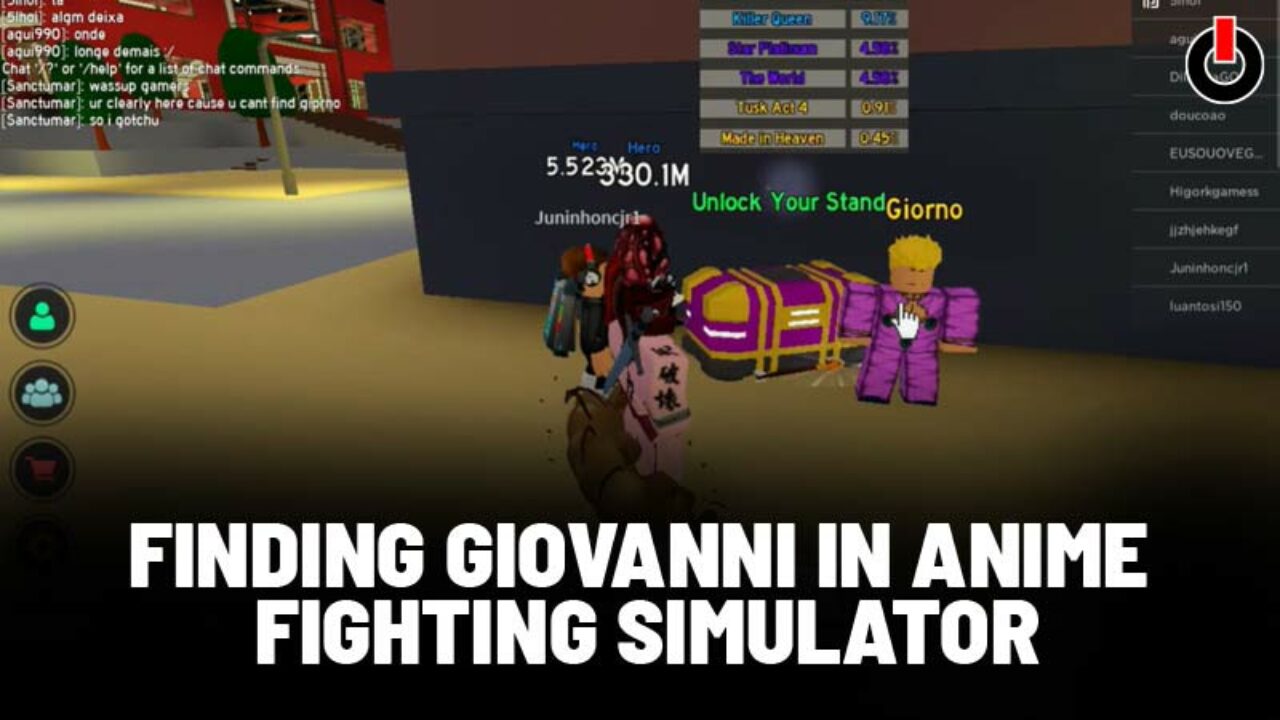 Quest Guide Where To Find Giovanni In Anime Fighting Simulator - roblox anime fighting simulator champions