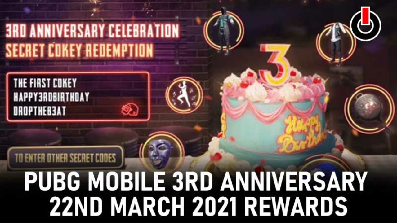 Pubg Mobile 3rd Anniversary Redeem Code 22 March 2021