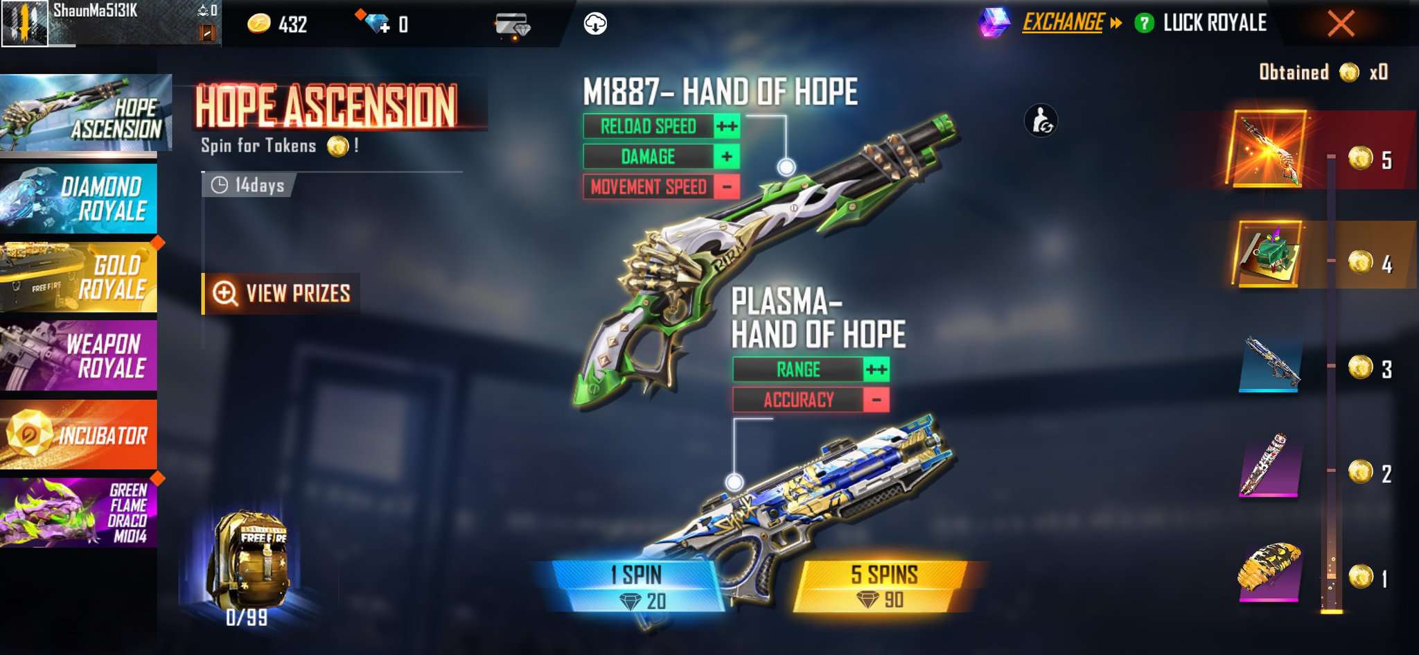 Hope Ascension Event: How to get M1887- Hand of Hope gun skin in Free Fire