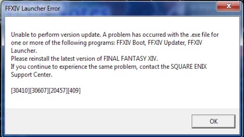 ffxiv unable to complete version update