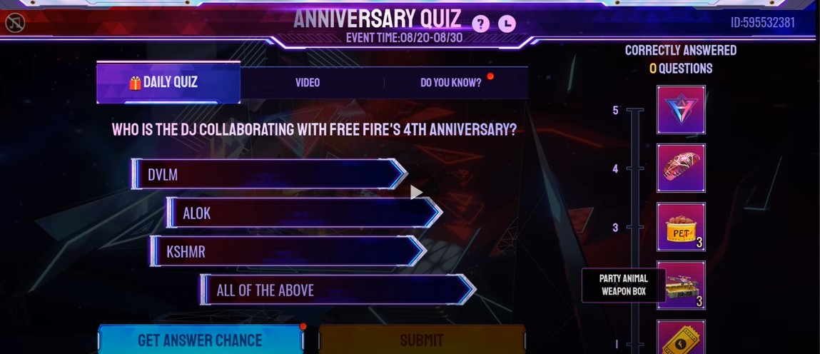 Free Fire 4th Anniversary Quiz Answer Who Is The DJ Collaborating With?