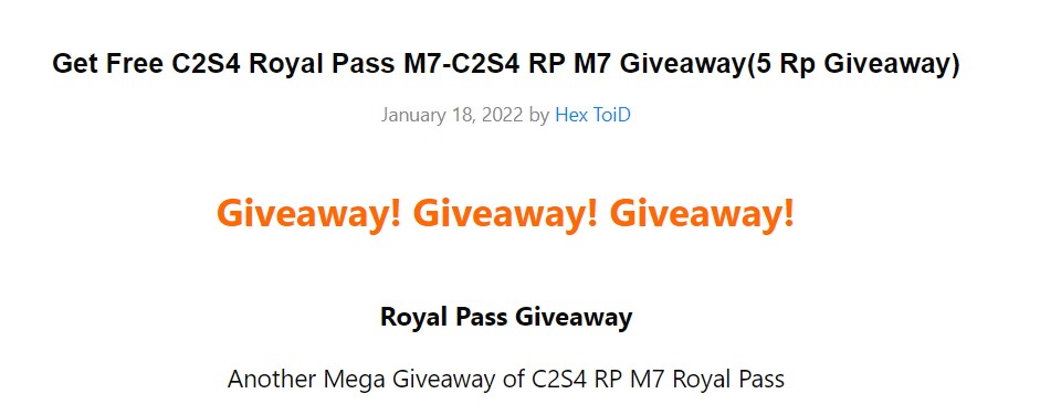 Royal Pass Giveaway Sites