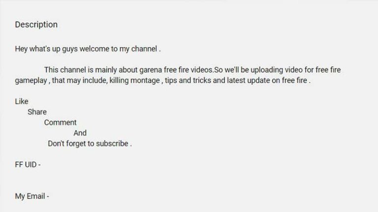 Gaming Channel Description Template Examples
